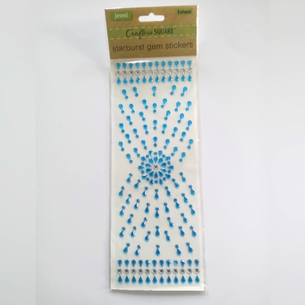 NWT Crafter's Square Starburst Gem Stickers, Blue & Silver/Clear
